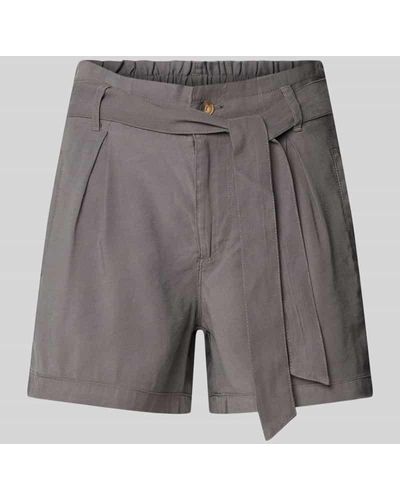 ONLY Shorts aus Viskose-Mix mit Bindegürtel - Grau