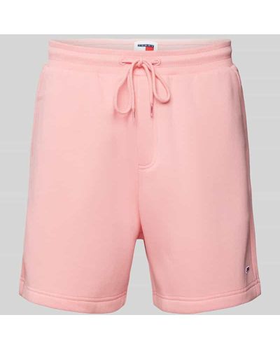 Tommy Hilfiger Regular Fit Sweatshorts mit Logo-Patch Modell 'BEACH' - Pink