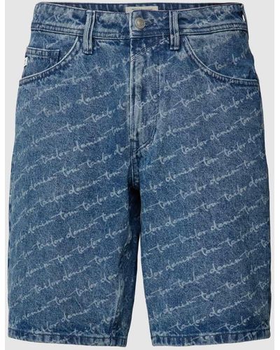 Tom Tailor Jeansshorts mit Logo-Muster - Blau