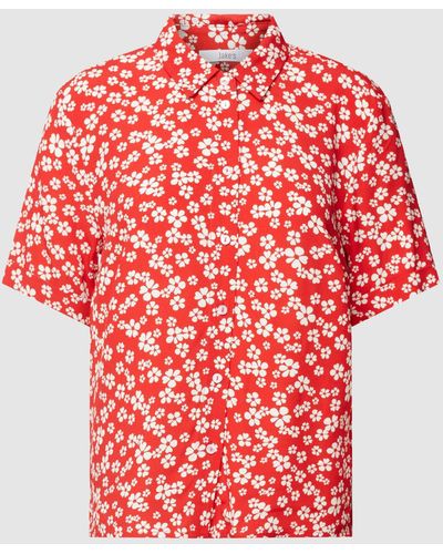 Jake*s Bluse mit floralem Allover-Muster - Rot