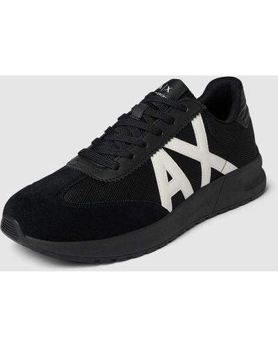 Armani Exchange Sneakers Met Labeldetails - Zwart