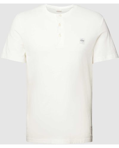 s.Oliver RED LABEL T-Shirt mit kurzer Knopfleiste Modell 'Serafino' - Weiß
