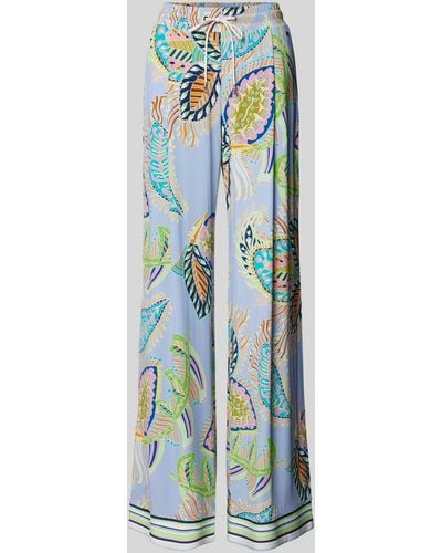 Marc Cain Loose Fit Stoffhose mit Allover-Print - Blau