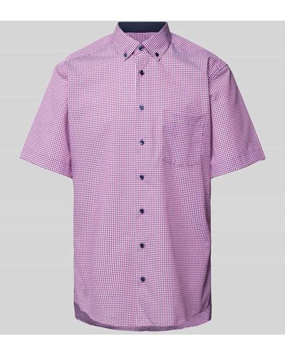 Eterna Modern Fit Business-Hemd mit Gitterkaro - Pink