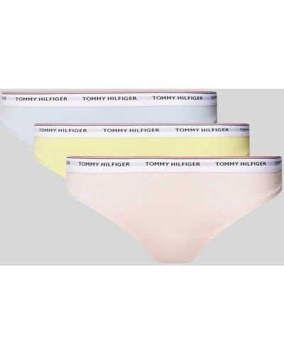 Tommy Hilfiger String mit elastischem Logo-Bund im 3er-Pack - Gelb