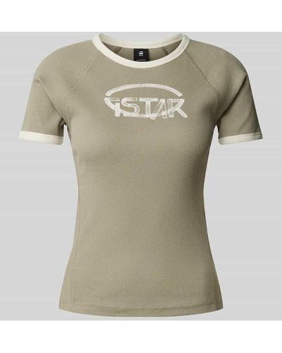 G-Star RAW T-Shirt mit Label-Print Modell 'Army Ringer' - Natur