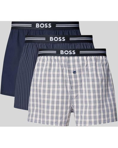 BOSS Boxershorts mit elastischem Label-Bund im 3er-Pack - Blau
