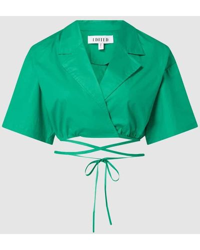 EDITED Cropped Blusenshirt aus Bio-Baumwolle Modell 'Ira' - Grün