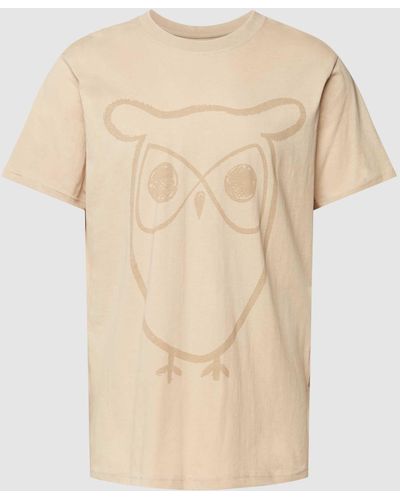 Knowledge Cotton T-shirt Met Motiefprint - Naturel