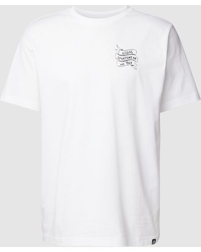 adidas T-Shirt mit Rundhalsausschnitt und Label-Print - Weiß