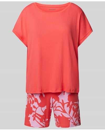 Schiesser Pyjama mit Feinripp Modell 'Modern Nightwear' - Rot