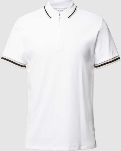 SELECTED Slim Fit Poloshirt mit Label-Detail Modell 'TOULOUSE' - Weiß