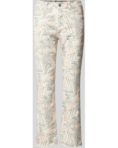 Seductive Slim Fit Hose mit Allover-Print Modell 'CLAIRE' - Natur