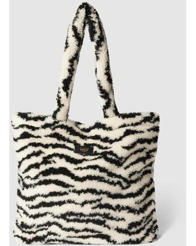 Wouf Shopper mit Allover-Muster Modell 'Arctic' - Schwarz