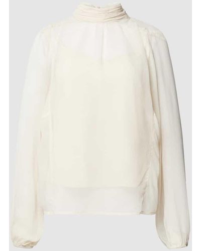 Vero Moda Semitransparentes Blusenshirt mit Stehkragen Modell 'RHEA' - Weiß