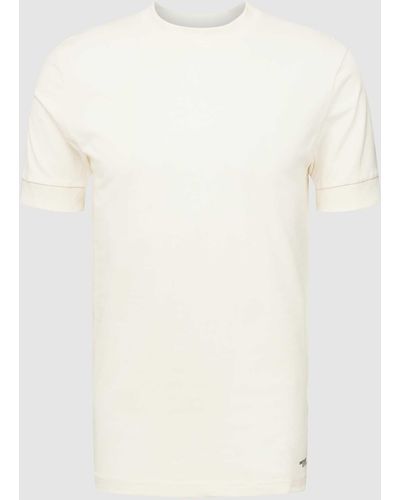 DRYKORN T-Shirt mit geripptem Rundhalsausschnitt Modell 'ANTON' - Natur