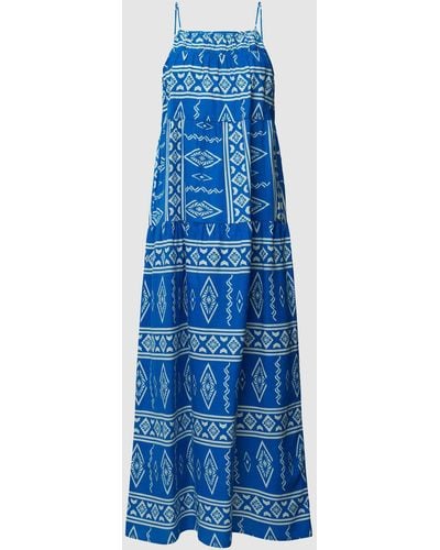 Vero Moda Midi-jurk Met All-over Motief - Blauw