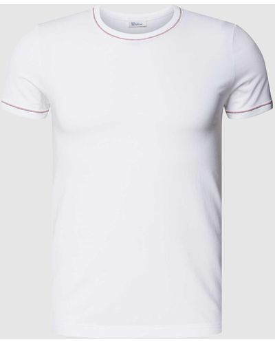 Schiesser T-shirt Met Geribde Ronde Hals - Wit