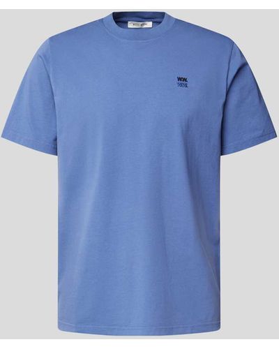 WOOD WOOD T-Shirt mit Label-Stitching - Blau