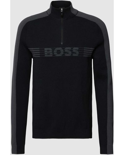 BOSS Gebreide Pullover Met Labeldetails - Zwart