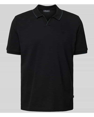 maerz muenchen Regular Fit Poloshirt mit V-Ausschnitt - Schwarz