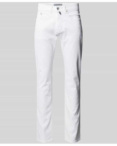 Pierre Cardin Hose in unifarbenem Design Modell 'Lyon Tapered' - Weiß