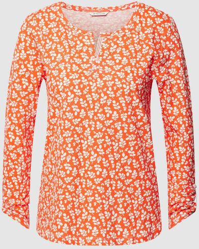 Tom Tailor Bluse mit floralem Allover-Muster - Orange