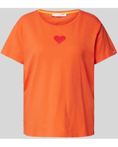Frieda & Freddies T-shirt Met Motiefprint - Oranje