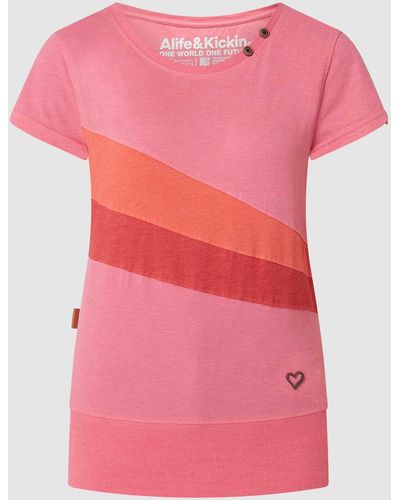 Alife & Kickin T-shirt Met Contraststrepen - Roze