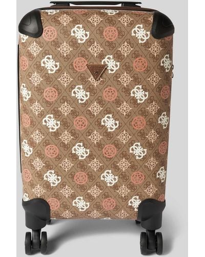 Guess Hardcase Trolley Met All-over Labelprint - Bruin