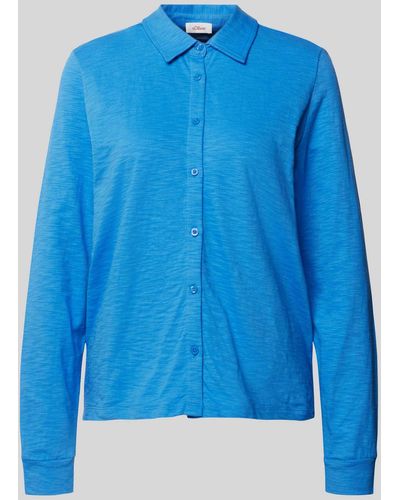 S.oliver Shirt Met Lange Mouwen En Doorknoopsluiting - Blauw