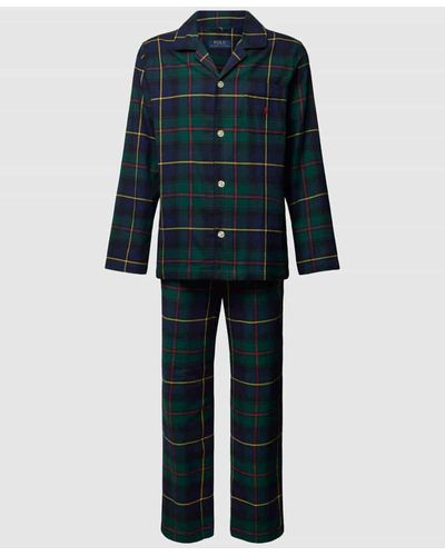 Polo Ralph Lauren Pyjama im Geschenk-Set Modell 'FLANNEL' - Blau