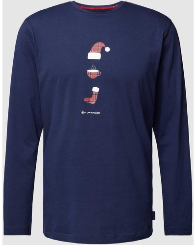 Tom Tailor Shirt Met Lange Mouwen En Motiefprint - Blauw