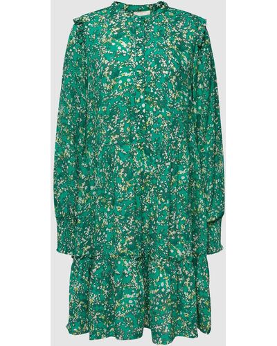 Freequent Knielanges Kleid mit floralem Muster Modell 'Adney' - Grün