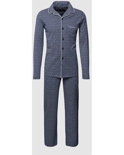 Polo Ralph Lauren Pyjama mit Allover-Muster Modell 'PIPING' - Blau