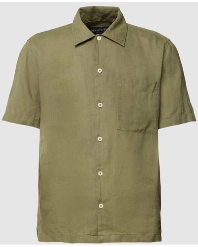 Marc O' Polo Freizeithemd aus Leinen mit Brusttasche - Grün