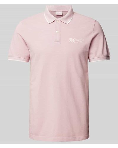 S.oliver Regular Fit Poloshirt mit Label-Print - Pink