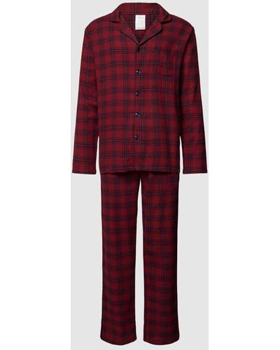S.oliver Pyjama mit Karomuster - Rot