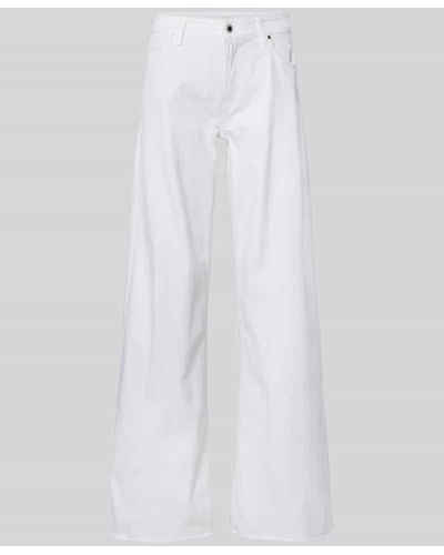 Cambio Flared Jeans mit offenem Saum Modell 'PALLAZZO' - Weiß