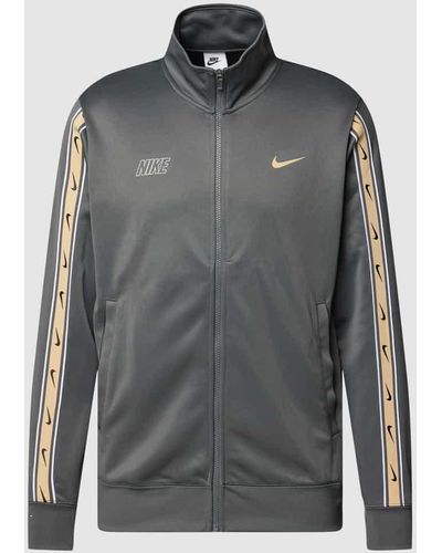 Nike Sweatjacke mit Reißverschluss und Zierleisten - Grau