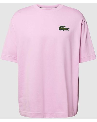 Lacoste Loose Fit T-Shirt mit Label-Stitching - Pink