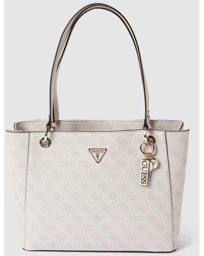 Guess Tote Bag mit Allover-Logo-Print - Weiß