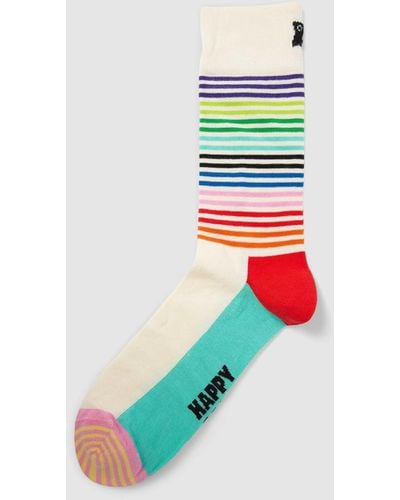 Happy Socks Socken mit Allover-Muster Modell 'Half Stripe' - Weiß