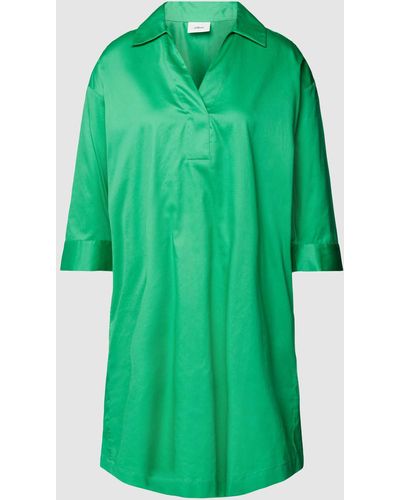 s.Oliver BLACK LABEL Knielanges Kleid mit V-Ausschnitt - Grün