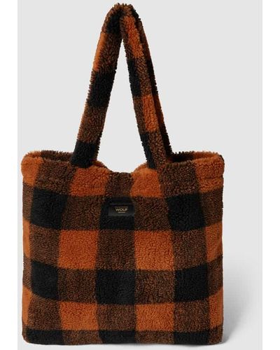 Wouf Shopper mit Allover-Muster Modell 'Brownie' - Braun