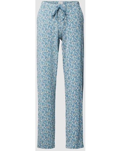 Schiesser Pyjama-Hose mit floralem Muster - Blau