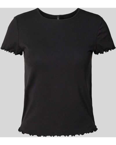 Vero Moda T-shirt Met Golvende Zoom - Zwart