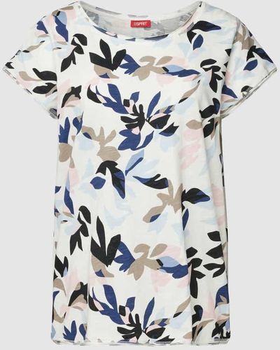 Esprit T-Shirt mit floralem Muster - Weiß