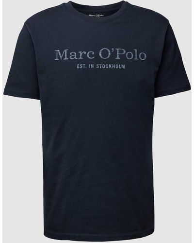 Marc O' Polo T-shirt Met Statement- En Labelprint - Blauw