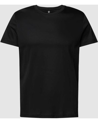 DESOTO T-shirt Met Geribde Ronde Hals - Zwart